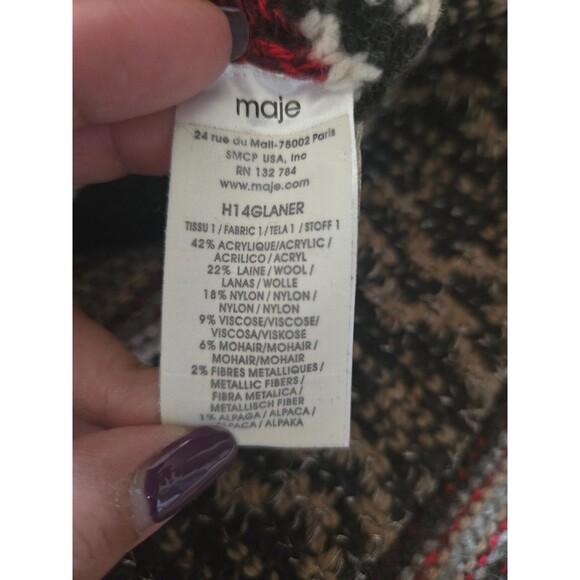 Maje Womens Wool Blend Metalic Chunky Knit Sweater Size 1 - Picture 5 of 7